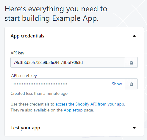 Shopify developer app