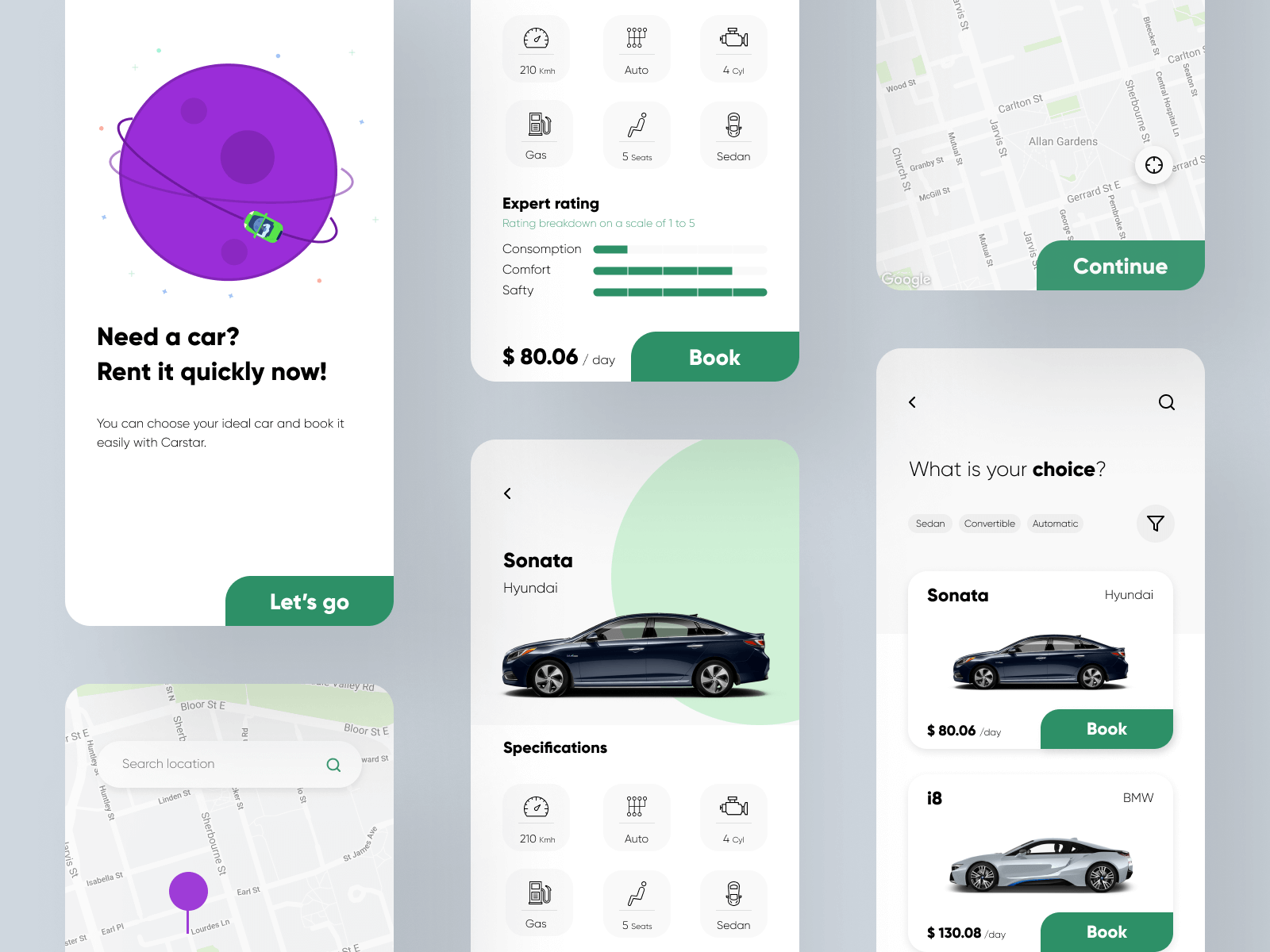 car rental app features