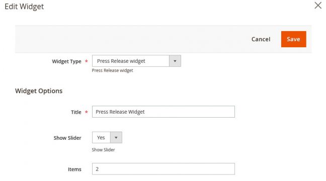 press release widget magento 2