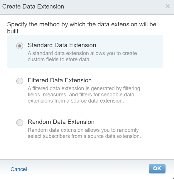 create data extension