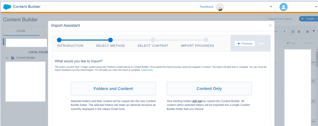 In Salesforce Marketing Cloud, go to Content Builder