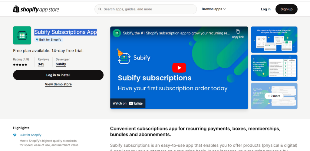 Subify Subscription App Screenshot 