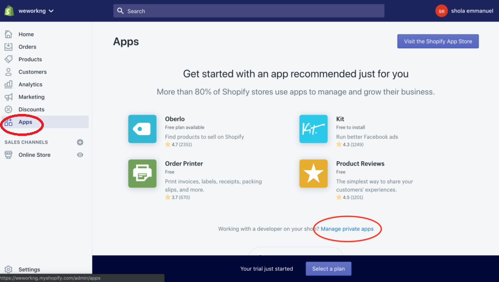 Manage private apps