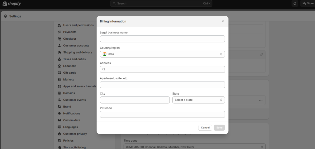 Add your billing information

