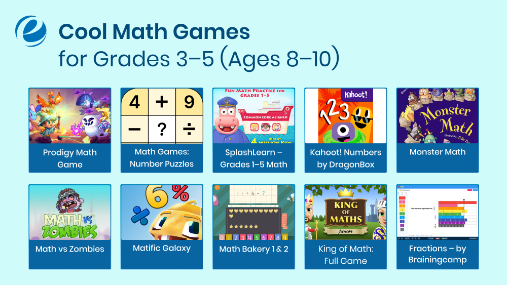 Cool Math Games for Grades 3–5 (Ages 8–10)