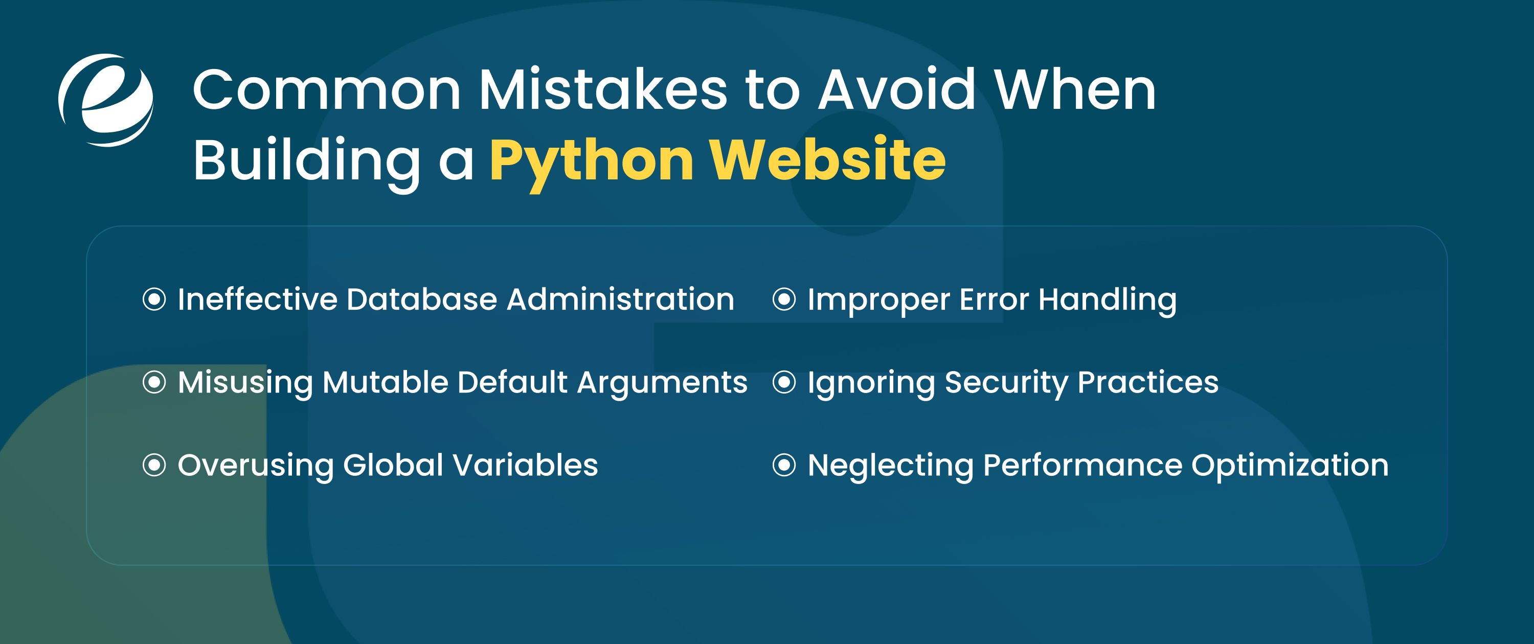 Common Mistakes to Avoid When Building a Python Website