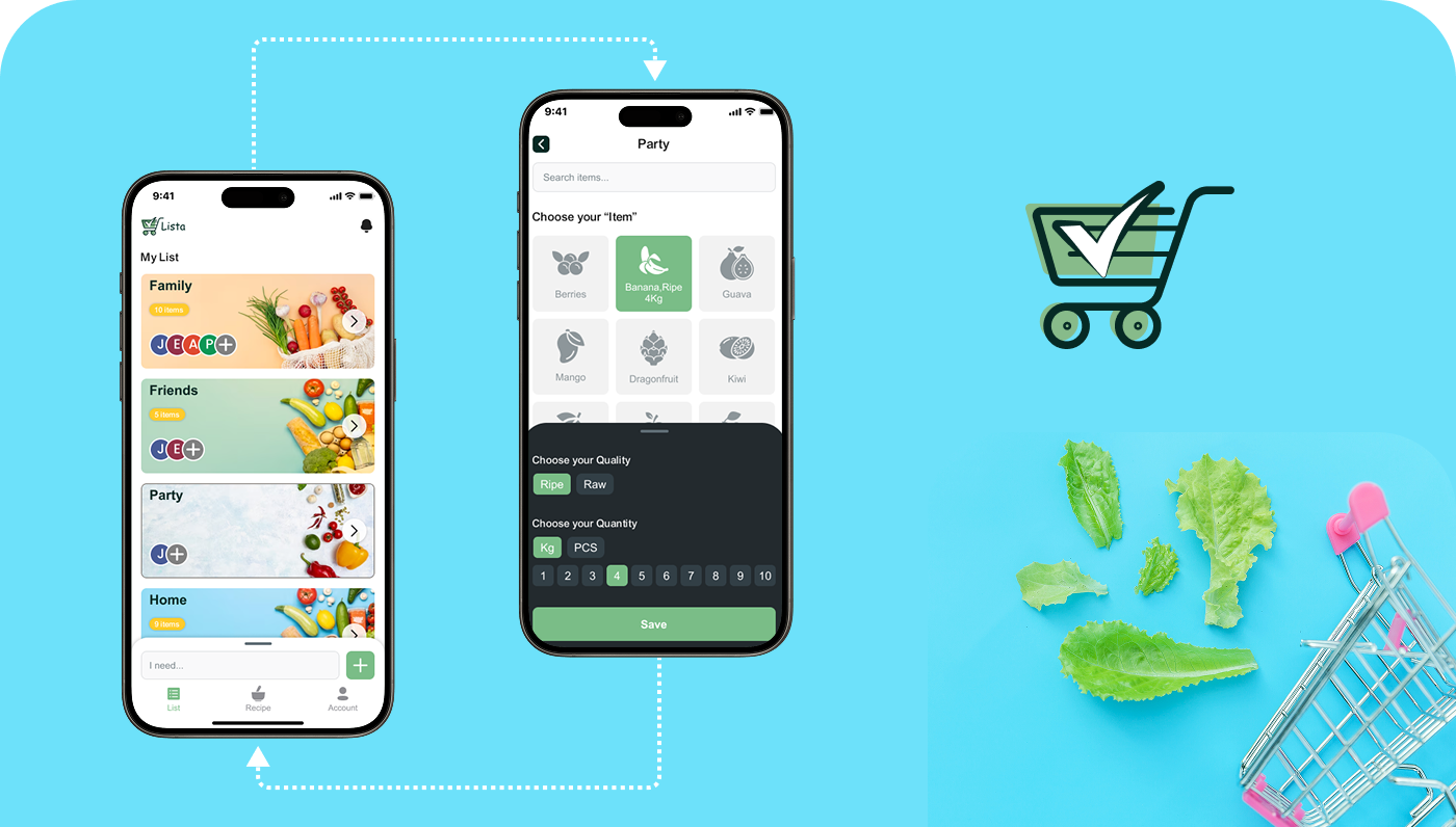 Lista App From fresh vegetables to kitchen essentials, food, and beverages, the Lista app helps create shopping lists for users to save from remembering the list in their minds and get a seamless shopping experience.